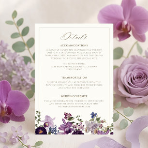 Vintage Botanical Floral Wedding Details Enclosure Card