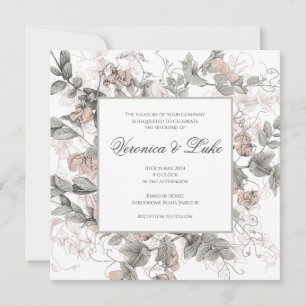 Vintage Botanical Floral Wedding Invitation