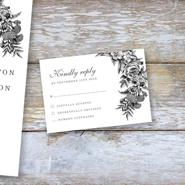 Vintage Botanical Floral Wedding RSVP Card (Creator Uploaded)