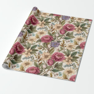 Vintage Botanical Floral Wrapping Paper