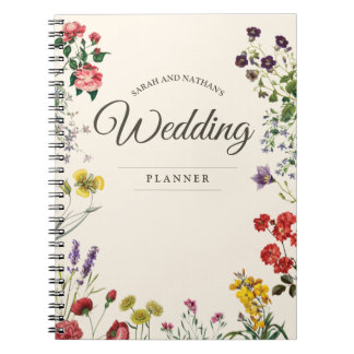 Vintage Botanical Flower Bridal Wedding Planner Notebook