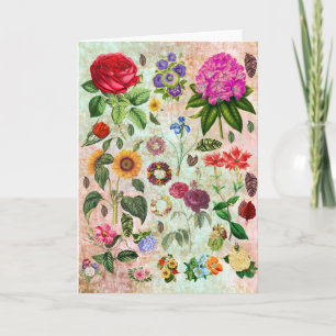 Vintage Botanical Flower illustrations Nature art Thank You Card