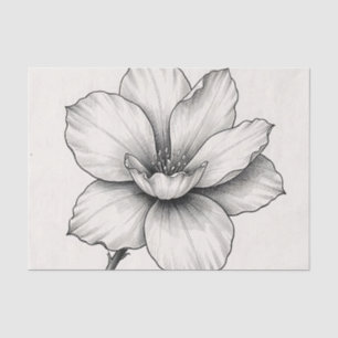 Vintage Botanical Flower Ink Sketch Line Tissue Paper
