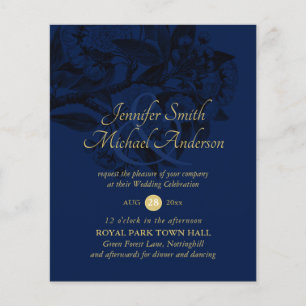 Vintage Botanical Flower Linart Wedding Invitation