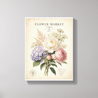 Vintage Botanical Flower Market Poster | Elegant F Canvas Print