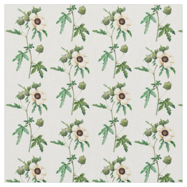 Vintage Botanical Flower Pattern Fabric (Close Up)