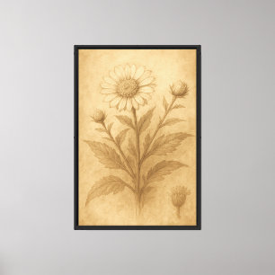 Vintage Botanical Flower Sketch Drawing Canvas Print