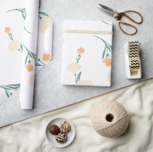 Vintage Botanical Flowers Floral Illustration Wrapping Paper