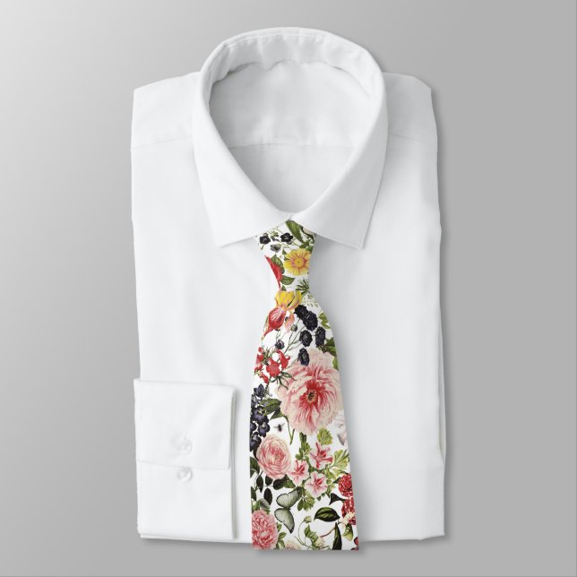 Vintage Botanical Flowers Gardener Florist Tie (Tied)
