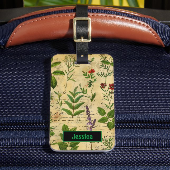Vintage Botanical Flowers  Luggage Tag (Front Insitu 2)