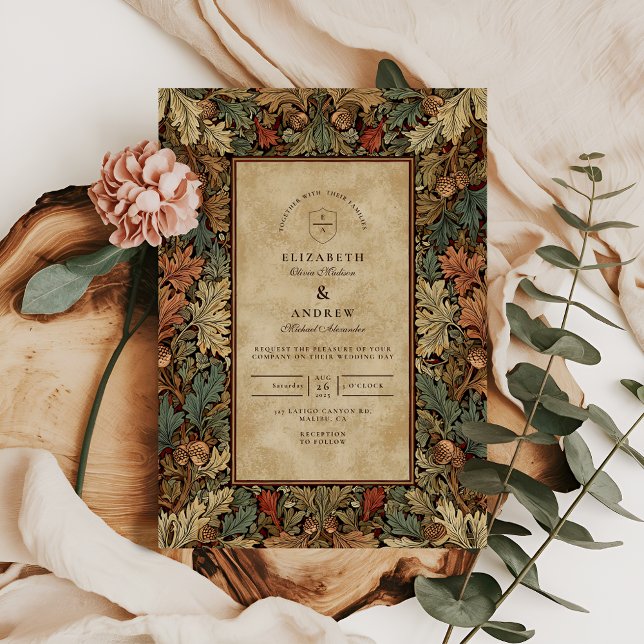 Vintage Botanical Foliage Wedding Invitation (Creator Uploaded)