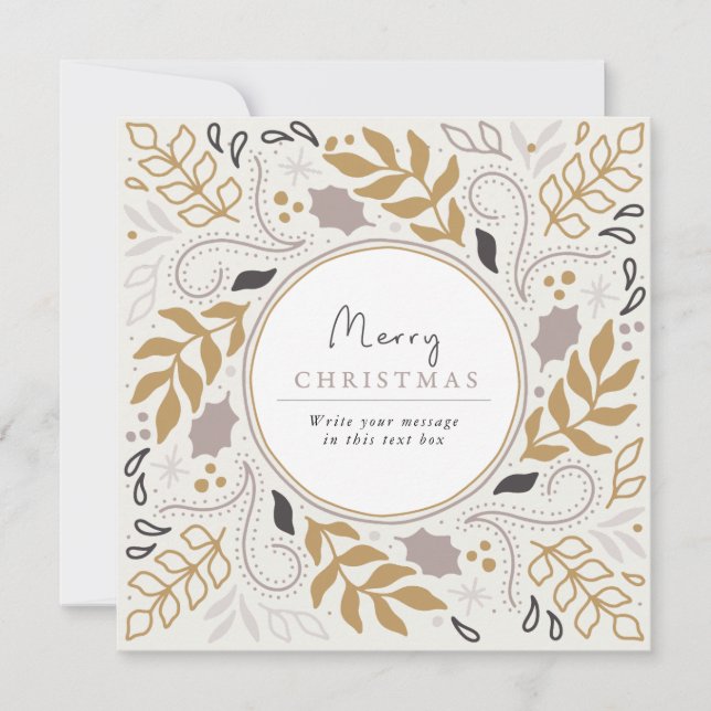 Vintage Botanical Frame Merry Christmas Photo card (Front)