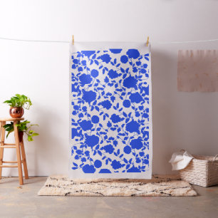 Vintage Botanical French Blue Floral Toile Cotton Fabric