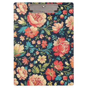 Vintage Botanical Garden Floral Pattern-Blue Clipboard