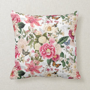 Vintage Botanical Garden Flowers Pattern Cushion