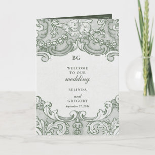 Vintage Botanical Garden Party Wedding Itinerary Programme