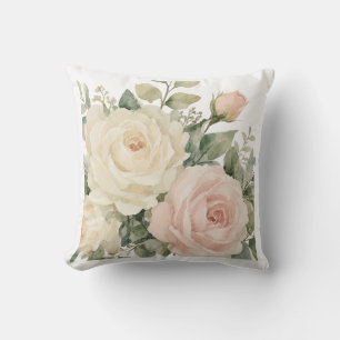 Vintage Botanical Garden Roses & Butterflies Throw Cushion