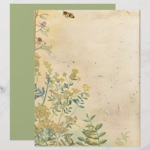 Vintage Botanical Garden Scrapbook Paper 