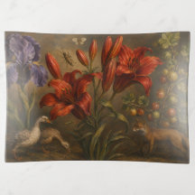 Vintage Botanical Garden Wildlife Oil Painting