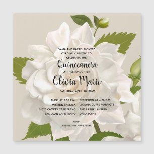 Vintage Botanical Gardenia Floral Quinceañera