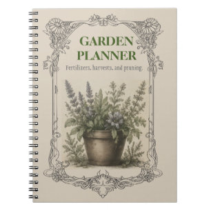 Vintage Botanical Gardening Planner, Plant Care & Notebook