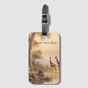 Vintage botanical giraffes, customisable  luggage tag
