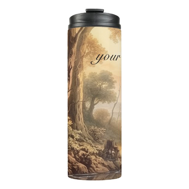 Vintage botanical giraffes, customisable  thermal tumbler (Front)