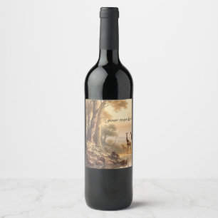 Vintage botanical giraffes, customisable  wine label