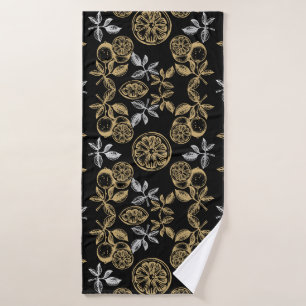 Vintage Botanical Gold And Silver Print Bath Towel