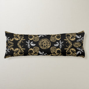 Vintage Botanical Gold And Silver Print Body Cushion