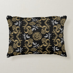 Vintage Botanical Gold And Silver Print Decorative Cushion