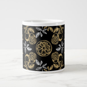 Vintage Botanical Gold And Silver Print Large Coffee Mug