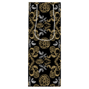 Vintage Botanical Gold And Silver Print Wine Gift Bag