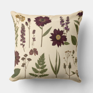 Vintage Botanical Gothic Library Cushion Pillow