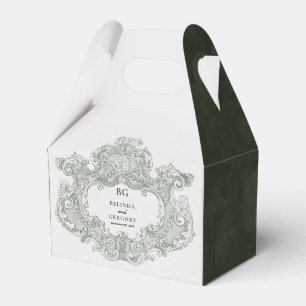 Vintage Botanical Green Garden Party Wedding Theme Favour Box