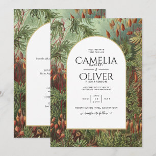 Vintage Botanical Green Terracotta Wedding invite