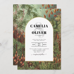 Vintage Botanical Green Terracotta Wedding invite