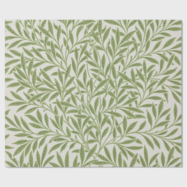 Vintage Botanical Green Wrapping Paper (Flat)