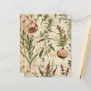 Vintage Botanical Herbal Scrapbook Paper 