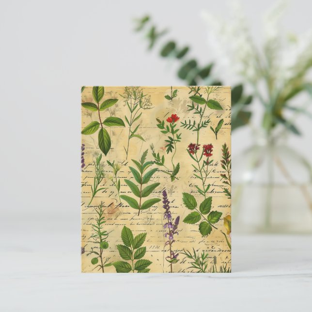 Vintage Botanical Herbal Scrapbook Paper  (Standing Front)
