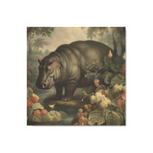 Vintage Botanical Hippo 