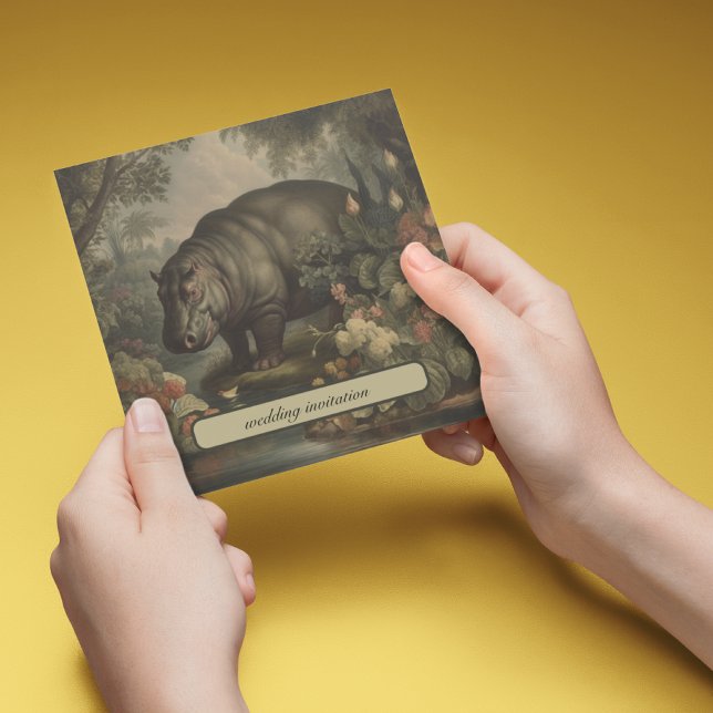 Vintage Botanical Hippo, customisable  Invitation (Creator Uploaded)