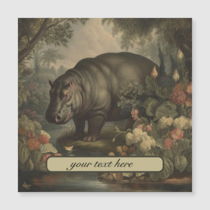 Vintage Botanical Hippo, customisable Magnetic Invitation