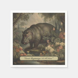 Vintage Botanical Hippo, customisable  Napkin