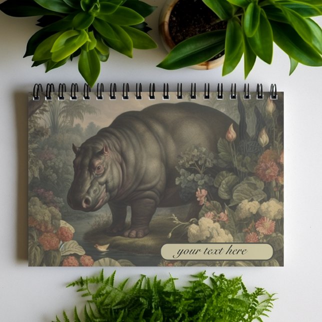 Vintage Botanical Hippo, customisable  Notebook (Creator Uploaded)