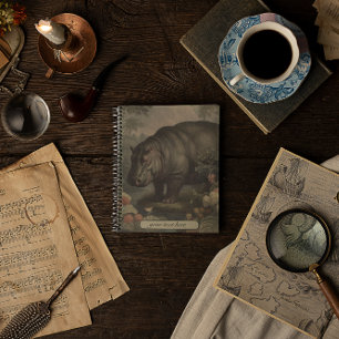 Vintage botanical hippo, customisable  notebook