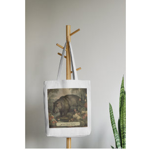 Vintage Botanical Hippo, customisable  Tote Bag