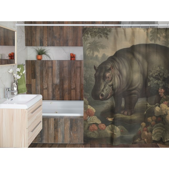 Vintage Botanical Hippo  Shower Curtain (Creator Uploaded)