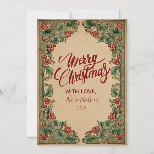 Vintage Botanical Holiday Card (Front)