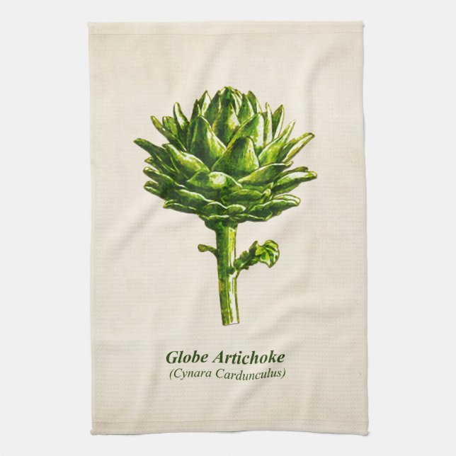 Vintage Botanical Illustration, Artichoke  Tea Towel (Vertical)
